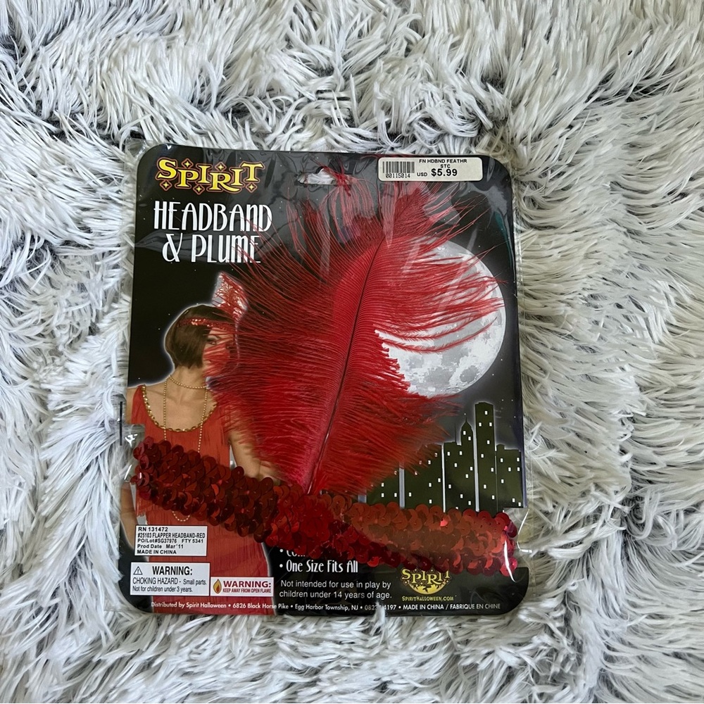 Spirit Red Feather Headband with Plume